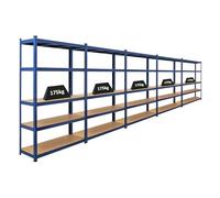 PROREGAL Mega Deal 5X étagère Robuste Ragnar | HxLxP 180x120x40cm | Charge du Compartiment 175kg | Bleu | Étagère de Garage, étagère de Cave