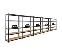 PROREGAL Mega Deal 5X étagère Robuste Ragnar | HxLxP 180x120x40cm | Charge du Compartiment 175kg | Noir | Étagère de Garage, étagère de Cave