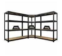 PROREGAL Mega Deal Dino | 1 étagère d'angle + 2 étagères Robustes | HxLxP 180x270x60 cm | Charge admissible : 400 kg & 2 x 600 kg | Noir | Charge Lourde Rangement Stockage Rayonnage