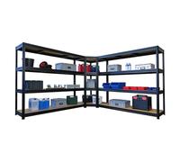 PROREGAL Mega Deal Dino | 1 étagère d'angle + 2 étagères Robustes | HxLxP 180x290x60 cm | Charge admissible : 400 kg & 2 x 600 kg | Noir | Charge Lourde Rangement Stockage Rayonnage
