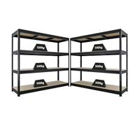 PROREGAL Mega Deal Ensemble économique de 2 étagères Robustes Dino HxLxP 180x200x60cm 4 Niveaux en aggloméré 16mm Charge de l'étagère 500kg Noir