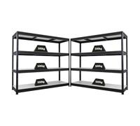 PROREGAL Mega Deal Ensemble économique de 2 étagères Robustes Dino HxLxP 180x200x60cm 4 Niveaux en mélamine 16mm Charge étagère 500kg Noir