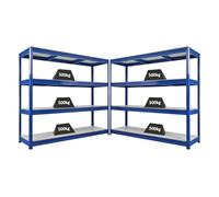 PROREGAL Mega Deal Ensemble économique de 2 étagères Robustes Dino HxLxP 180x200x60cm 4 Niveaux en mélamine 16mm Charge étagère 500kg Bleu