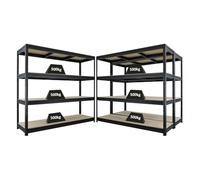 PROREGAL Mega Deal Ensemble économique de 3 étagères Robustes Dino HxLxP 180x200x60cm 4 Niveaux en aggloméré 16mm Charge de l'étagère 500kg Noir