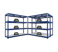 PROREGAL Mega Deal Ensemble économique de 3 étagères Robustes Dino HxLxP 180x200x60cm 4 Niveaux mélaminés 16mm Charge étagère 500kg Bleu