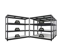PROREGAL Mega Deal Ensemble économique de 4 étagères Robustes Dino HxLxP 180x200x60cm 4 Niveaux en mélamine 16mm Charge d'étagère 500kg Noir