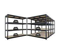 PROREGAL Mega Deal Ensemble économique de 5 étagères Robustes Dino HxLxP 180x200x60cm 4 Niveaux en aggloméré 16mm Charge de l'étagère 500kg Noir
