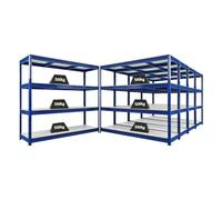 PROREGAL Mega Deal Ensemble économique de 5 étagères Robustes Dino HxLxP 180x200x60cm 4 Niveaux en mélamine 16mm Charge étagère 500kg Bleu