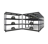 PROREGAL Mega Deal Ensemble économique de 5 étagères Robustes Dino HxLxP 180x200x60cm 4 Niveaux en mélamine 16mm Charge d'étagère 500kg Noir