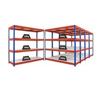 PROREGAL Mega Deal Ensemble économique de 5 étagères Robustes Dino HxLxP 180x200x60cm 4 Niveaux en mélamine 16mm Charge d'étagère 500kg Bleu/Orange