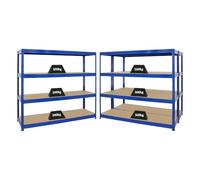 PROREGAL Mega Deal Mega Deal Set d'économie 3 étagères Professionnelles pour Charges Lourdes Dino HxLxP 180x200x60cm Capacité de Charge 500kg Bleu