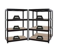 PROREGAL Mega Deal Mega Deal Set d'économie 3 étagères Professionnelles pour Charges Lourdes Dino HxLxP 180x120x60cm Capacité de Charge 600kg Noir