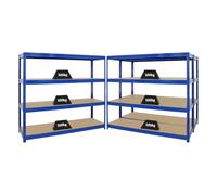 PROREGAL Mega Deal Mega Deal Set d'économie 3 étagères Professionnelles pour Charges Lourdes Dino HxLxP 180x180x60cm Capacité de Charge 500kg Bleu