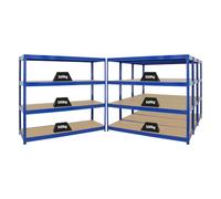 PROREGAL Mega Deal Mega Deal Set d'économie 4 étagères Professionnelles pour Charges Lourdes Dino HxLxP 180x180x60cm Capacité de Charge 500kg Bleu