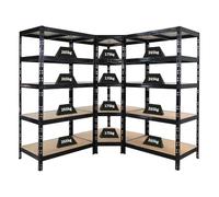 PROREGAL Mega Deal Tiger Black 1x étagère d'angle + 2X étagères Robustes 180x90x60cm Noir avec Charges d'étagère 175 + 265 kg Étagère de Rangement Étagère d'atelier