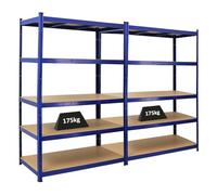 PROREGAL Mega Deal2x Étagère Robuste Taurus | HxLxP 180x120x60cm | Charge Totale 175kg | Bleu | étagère de Cave, étagère enfichable, étagère de Garage