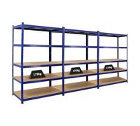 PROREGAL Mega Deal3x Étagère Robuste Taurus | HxLxP 180x120x60cm | Charge Totale 175kg | Bleu | étagère de Cave, étagère enfichable, étagère de Garage