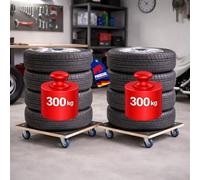 PROREGAL Profi Plateau Roulant Hercules Charge Lourde 58x58cm Capacité de Charge 300kg 4 roulettes en Caoutchouc & poignée Plaque de sérigraphie 2 pièces pour Meuble, Plante & demenagement