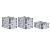 PROREGAL SET SUPER ÉCONOMIQUE 10x Bac Euro NextGen Economy | Poignées fermées | HxLxP 12x40x60cm | 23 litres | Eurobox, boîte industrielle, boîtes de rangement, empilables