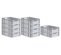 PROREGAL SET SUPER ÉCONOMIQUE 10x Bac Euro NextGen Economy | Poignées ouvertes | HxLxP 17x40x60cm | 34 litres | Eurobox, boîte industrielle, boîtes de rangement, empilables