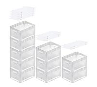 PROREGAL SET SUPER ÉCONOMIQUE 10x Bac Euro transparent LightLine avec poignée ouverte et couvercle d'appui | HxLxP 22x30x40cm | 24 litres | Eurobox, empilables