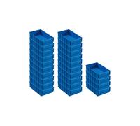 PROREGAL SET SUPER ÉCONOMIQUE 24x Boîte industrielle bleue 300 B | HxLxP 8x18,3x30cm | 3,4 litres | Bac à bec, boîte d'étagère, boîtes de rangement, empilables