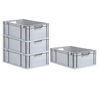 PROREGAL SET SUPER ÉCONOMIQUE 4x Bac Euro NextGen Economy | Poignées ouvertes | HxLxP 22x40x60cm | 44 litres | Eurobox, boîte industrielle, boîtes de rangement, empilables