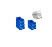 PROREGAL SET SUPER ÉCONOMIQUE 5x Bac à bec bleu 2.0 avec couvercle | HxLxP 7,5x10x17,5cm | 0,8 litres | Boîte de visualisation, boîte d'étagère, boîtes de rangement, empilables