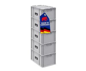 PROREGAL SET SUPER ÉCONOMIQUE 5x Bac Euro NextGen Portable | HxLxP 33,5x40x60cm | 65 litres | Eurobox, boîte industrielle, boîtes de rangement, empilables, conteneur de stockage, bacs de rangement