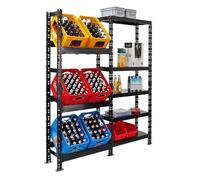 PROREGAL Tegernsee Étagère XXL Noire | 6 Caisses Avec 5 Étagères | H x L x P 180 x 160 x 30 cm | Support Autoportant Pour Caisses à Boissons