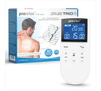 Prorelax TENS/EMS Trio+ | Appareil d'électrostimulation à batterie | 3 thérapies - TENS, EMS, FITNESS | Détente, développement musculaire, soulagement de la douleur | 50 programmes