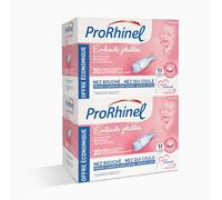 Prorhinel Embouts Jetables Mouche Bébé Manuel, Pour Nez Bouché et Ecoulement nasal, Doux Hygiénique, Fabriqué en France, 20 Embouts Souples - Lot de 2