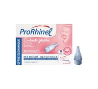 Prorhinel Embouts Jetables Mouche Bébé Manuel x20, Embouts Souples, Pour Nez Bouché et Ecoulement Nasal, Doux Hygiénique, Fabriqué en France