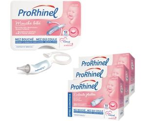 PRORHINEL Mouche Bébé Manuel, Kit Avec 60 Embouts Souples Jetables | Lavage Nez Bouché, Nez Qui Coule - Doux & Hygiénique - Facile À Utiliser - Dès La Naissance - Fabriqué En France