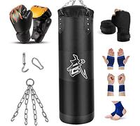 Prorobust Sac de frappe lourd pour homme, femme et enfant, sac de boxe vide avec gants de frappe, chaîne, crochet de plafond pour MMA, kickboxing, Muay Thai, karaté, Taekwondo (1,2 m, noir)
