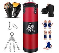 Prorobust Sac de frappe lourd pour homme, femme et enfant, sac de boxe vide avec gants de frappe, chaîne, crochet de plafond pour MMA, kickboxing, Muay Thai, karaté, Taekwondo (1,2 m, rouge)