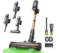 Proscenic P15 Aspirateur Balai sans Fil, 580W/50Kpa/70Min Aspirateur Sans Fil Puissant,Brosse Anti-Enchevêtrement,Autonome,Télescopique Aspirateur Balai Pour Tapis,Sols Durs,Poils d'animaux et Voiture