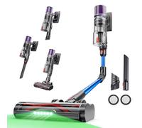 Proscenic P16U Aspirateur à main avec tube pliable, Aspirateur sans fil, 550W, 60 kPa, 65Min d'autonomie, LED, Verte Verte™, convient aux poils d'animaux, Bleu