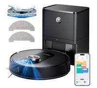 Proscenic Q8 Max+ Robot Aspirateur Laveur,8000Pa 200Mins Aspirateur Robot avec Serpillière et Vidage Automatique Station,Navigation Lidar,Multi-étage Cartographie,pour Poils Animaux Tapis Sols Durs