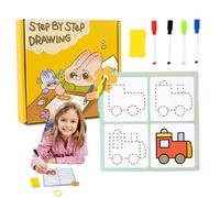 Proschool Trockenerase Livre d'écriture et d'apprentissage pour les tout-petits - Carnet de suivi préscolaire - Alphabet, chiffres et personnages - Outil créatif à haute valeur éducative - Pour une