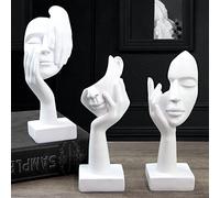 prosfalt Lot de 3 statues penseur blanches