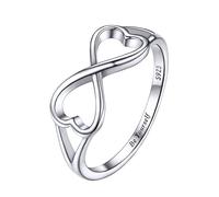 PROSILVER Bague Alliance Femme Argent Infini et Coeur Anneau Personnalisé Taille 57