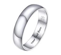 PROSILVER Bague en Argent Unisexe Personnalisé Taille 54 Alliance Anneau Simple 5mm