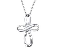PROSILVER Collier Croix Infini Femme en Argent 925 Plaqué Or, Pendentif Infinity avec Chaîne Fine Ajustable de 45cm+5Cm