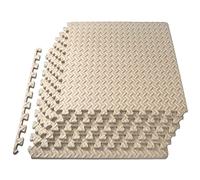 ProsourceFit Lot de 6 dalles de sol emboîtables en mousse EVA pour salle de sport à domicile, rembourrage de sol pour enfants, crème, 61 x 61 x 1,2 cm, 2,4 m²