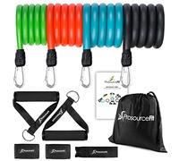 ProsourceFit Premium Heavy Duty Tube Double Dipped Latex Stackable Resistance Bands Set 5 -20 LB with Door Anchor and Exercise Chart Full-Body Exercises and Home Workouts