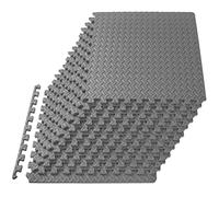 ProsourceFit Puzzle Exercise Mat ½ in, EVA Interlocking Foam Floor Tiles for Home Gym, Mat for Home Workout Equipment, Floor Padding for Kids, Grey, 24 in x 24 in x ½ in, 48 Sq Ft - 12 Tiles