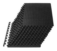 ProsourceFit Puzzle Exercise Mat ½ in, EVA Interlocking Foam Floor Tiles for Home Gym, Mat for Home Workout Equipment, Floor Padding for Kids, Black, 24 in x 24 in x ½ in, 48 Sq Ft - 12 Tiles