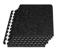 ProsourceFit Rubber Top Exercise Puzzle Mat ½-inch, 24 SQFT, 6 Tiles, EVA Foam Interlocking Tiles for Home Gym Protective Flooring for Equipment and Workouts, Grey