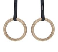 ProsourceFit Wooden Gymnastic Anneaux de Gymnastique Adulte Unisexe, Beige/Noir, Taille Unique